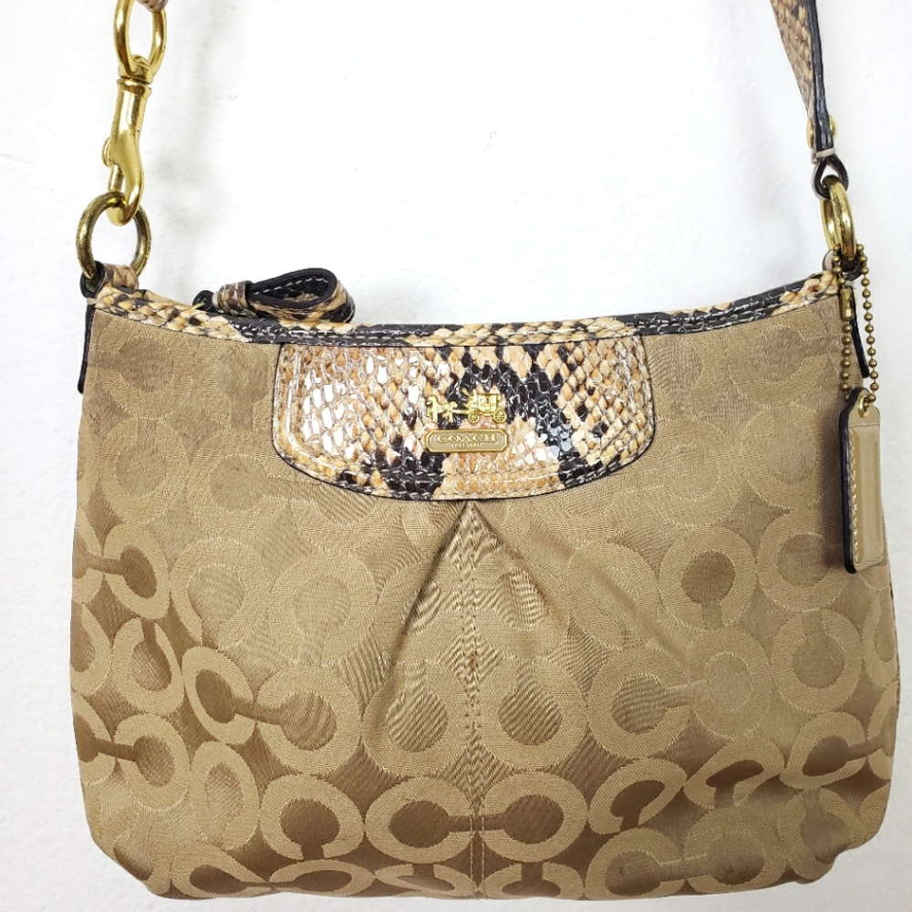 Coach Jacquard Logo Crossbody Purse Python Accent - image 1
